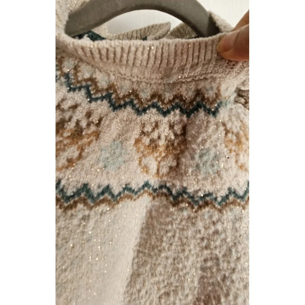 tommy Bahama metallic embroidered ruffle neck‎ sleeve sweater toddler 2T